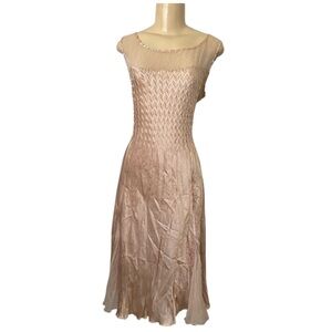 Rare Vintage Komarov Dusty Pink Satin Crinkle Midi Dress Whimsical Fairy Large